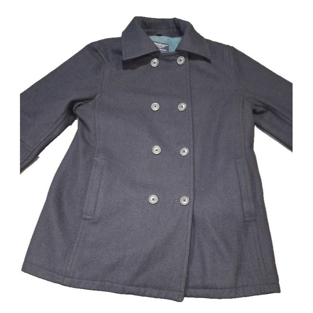VTG Y2K American Eagle Double Breasted Wool Pea Coat Women's small navy